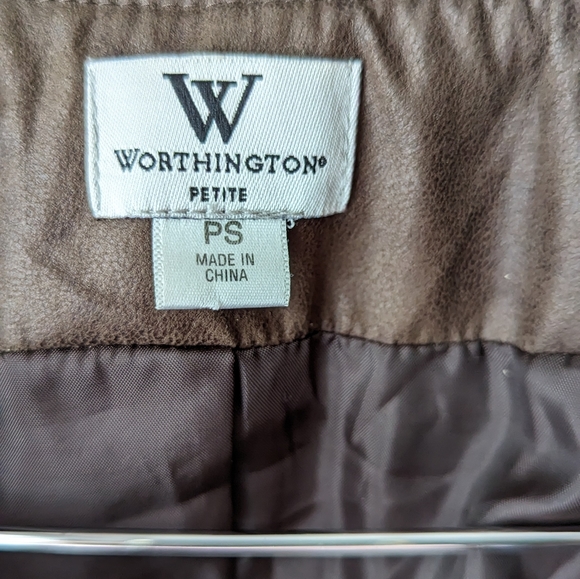 Brown Faux Leather Belted Jacket - Picture 5 of 9